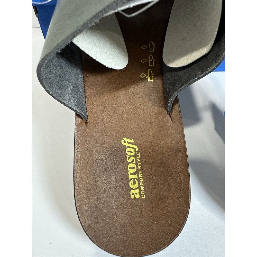 Aerosoft LS4830 Green  Leather Toe Loop Slide Sandals Womens US 9 EU 40 NIB - Picture 5 of 9